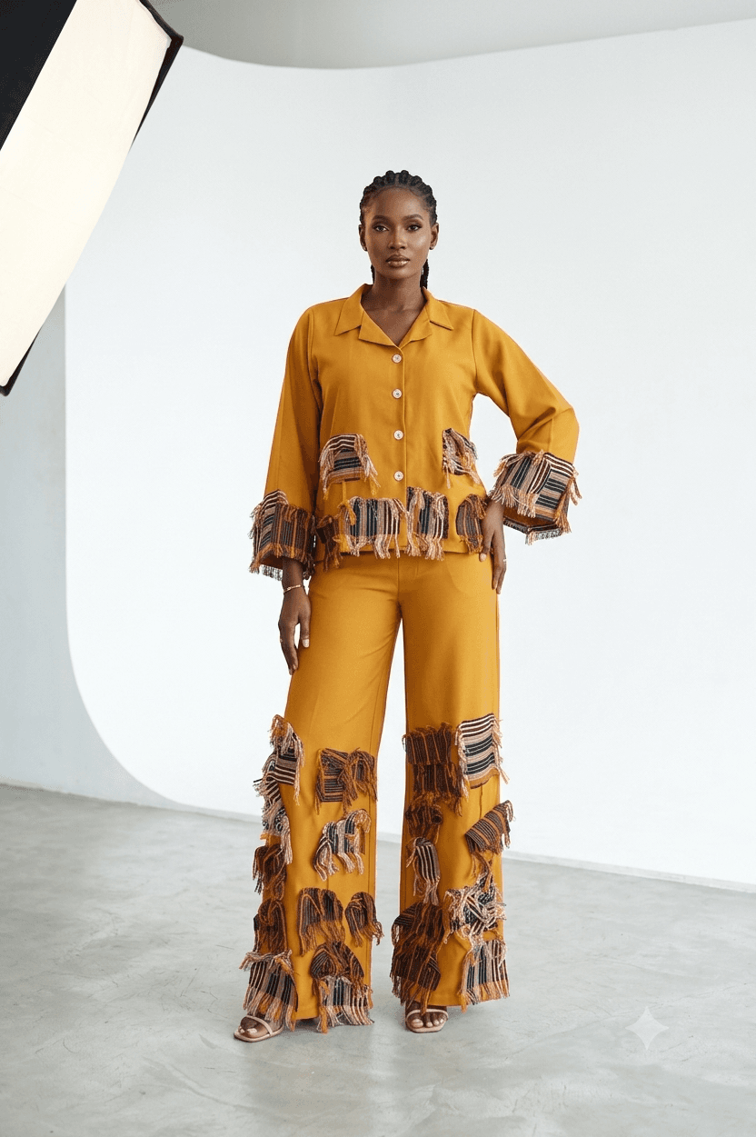 Fringe Detail Mustard Co-Ord Set